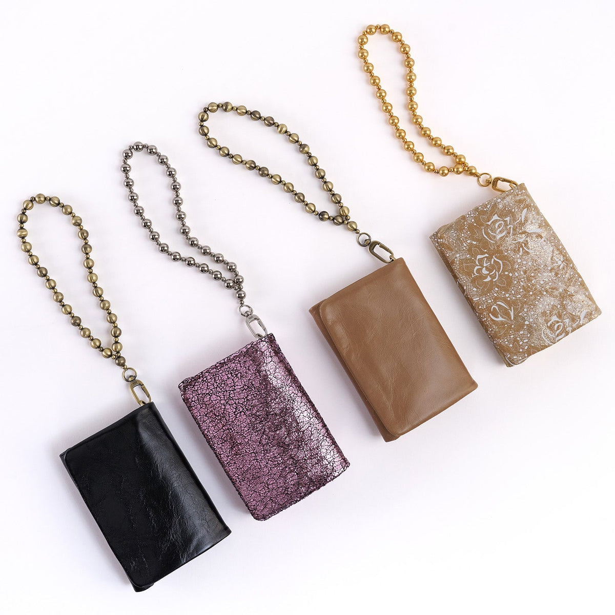 Ross Bead Wristlet In Polished Leather - Black | HOBO