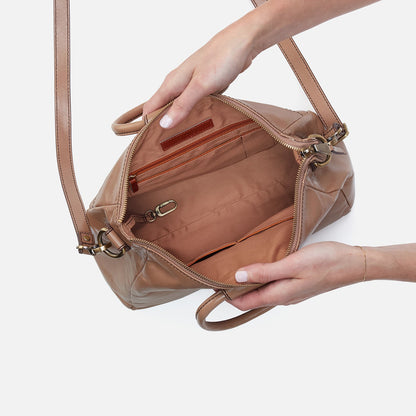 Sheila Medium Satchel In Polished Leather - Cashmere | HOBO