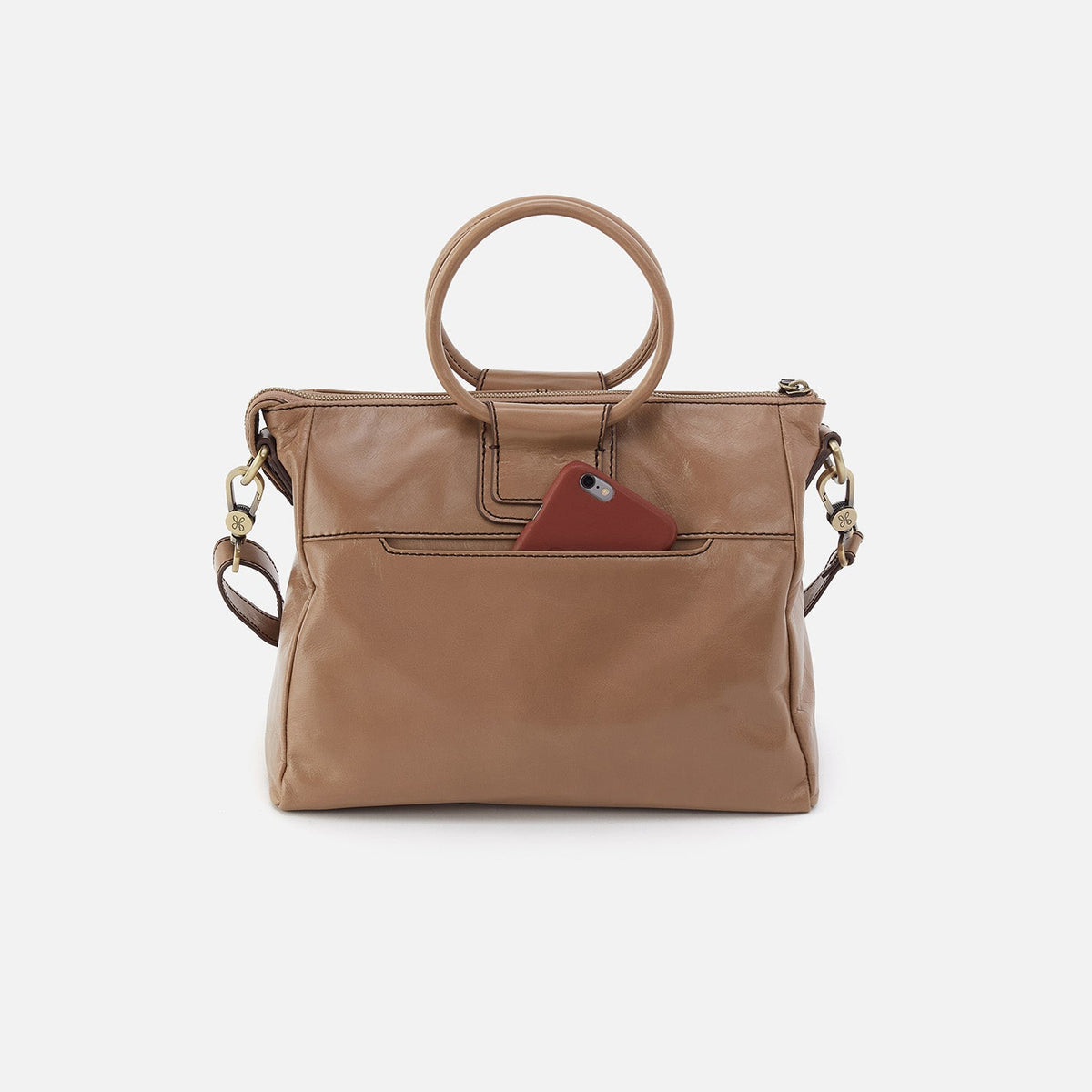 Sheila Medium Satchel In Polished Leather - Cashmere | HOBO