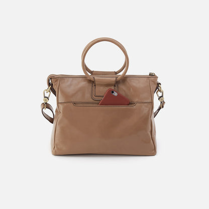 Sheila Medium Satchel In Polished Leather - Cashmere | HOBO