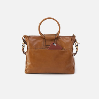 Sheila Medium Satchel In Polished Leather - Truffle With Studs | HOBO