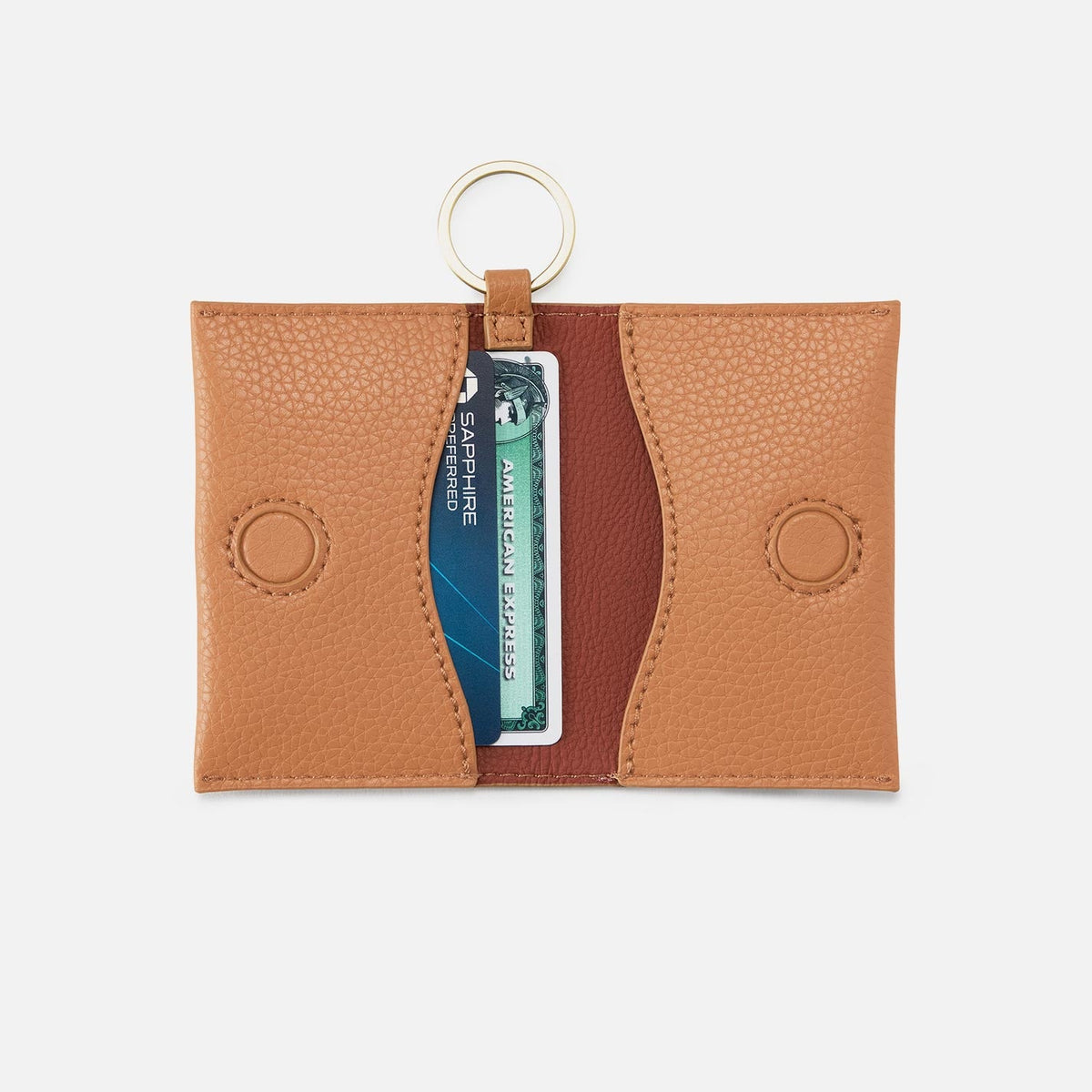 Vida Card Case in Micro Pebbled Leather - Biscuit | HOBO