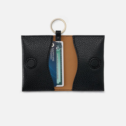 Vida Card Case in Micro Pebbled Leather - Black | HOBO