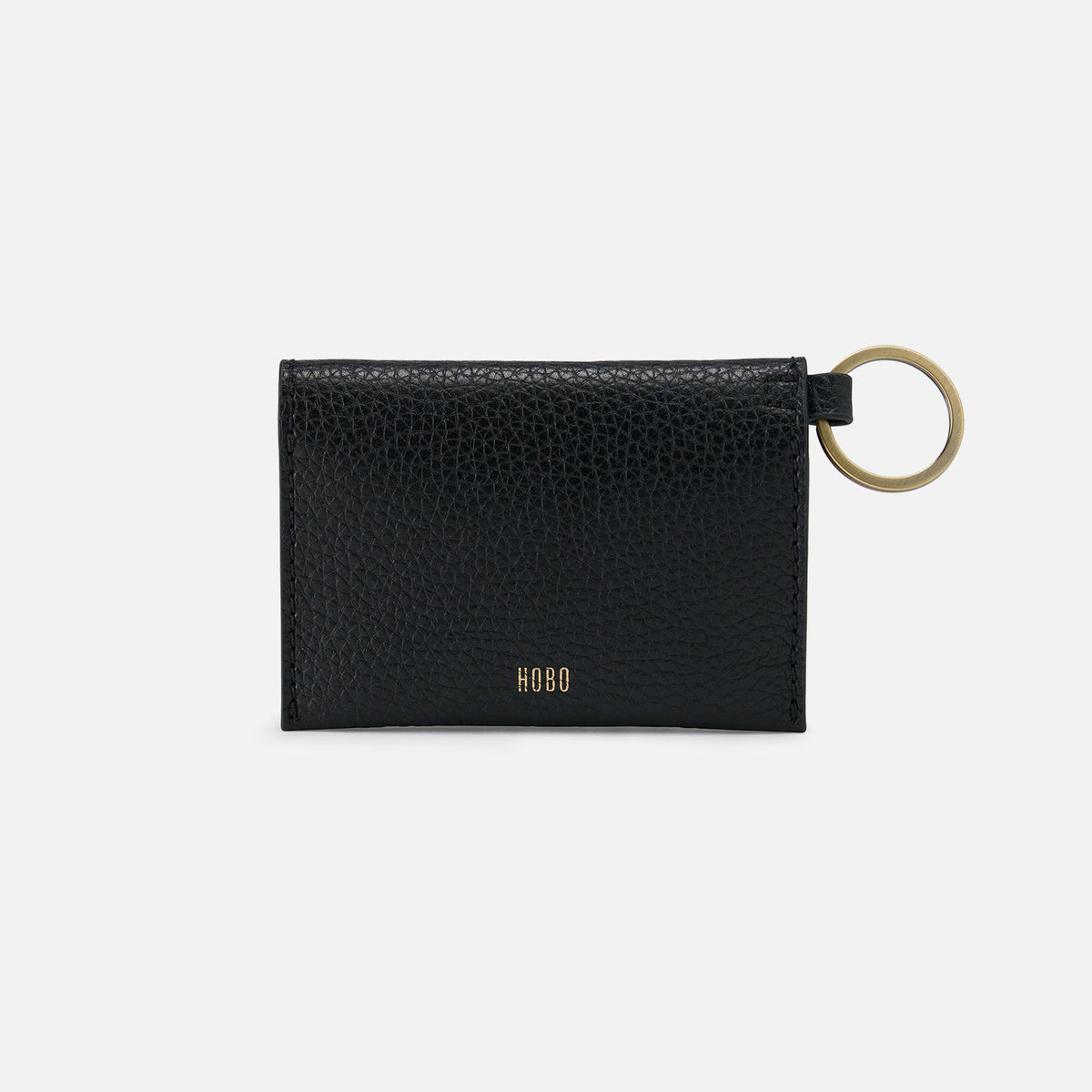 Vida Card Case in Micro Pebbled Leather - Black | HOBO