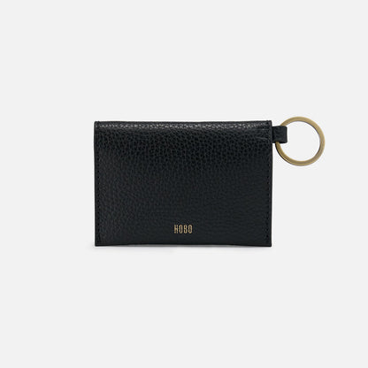 Vida Card Case in Micro Pebbled Leather - Black | HOBO