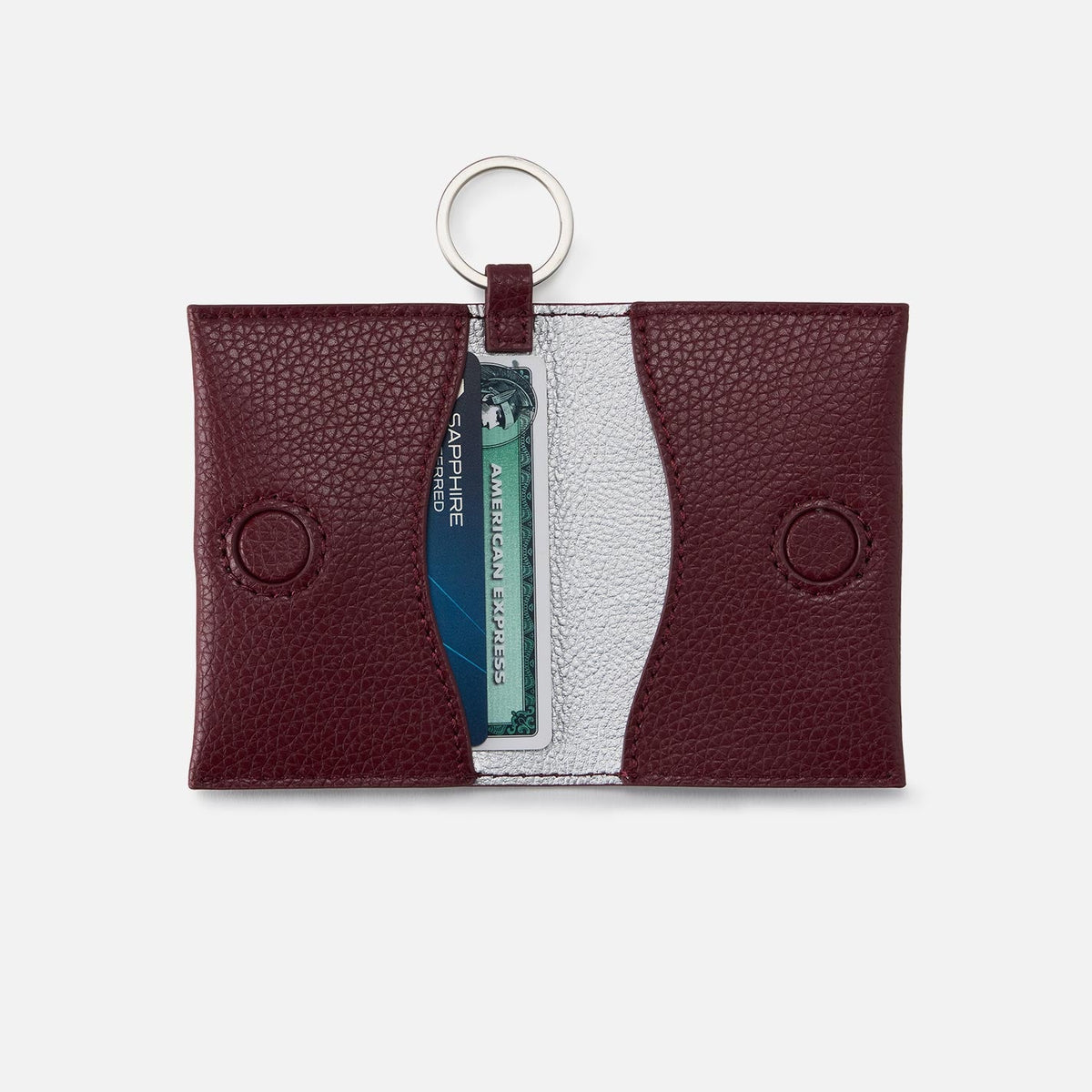 Vida Card Case In Micro Pebbled Leather - Port | HOBO