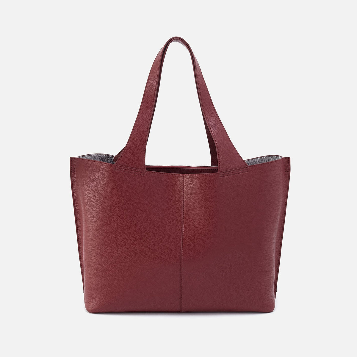 Vida Large Tote In Micro Pebbled Leather - Port And Silver | HOBO