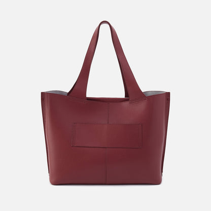 Vida Large Tote In Micro Pebbled Leather - Port And Silver | HOBO