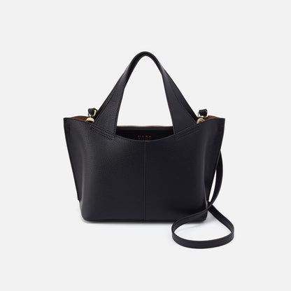 Vida Small Tote in Micro Pebbled Leather - Black | HOBO