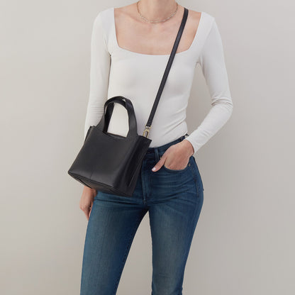 Vida Small Tote in Micro Pebbled Leather - Black | HOBO
