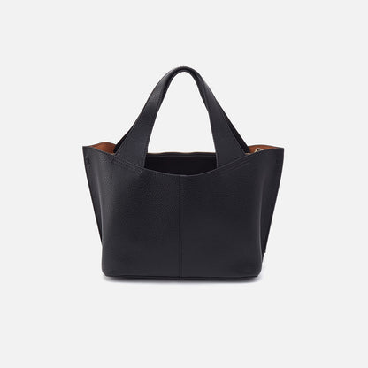 Vida Small Tote in Micro Pebbled Leather - Black | HOBO