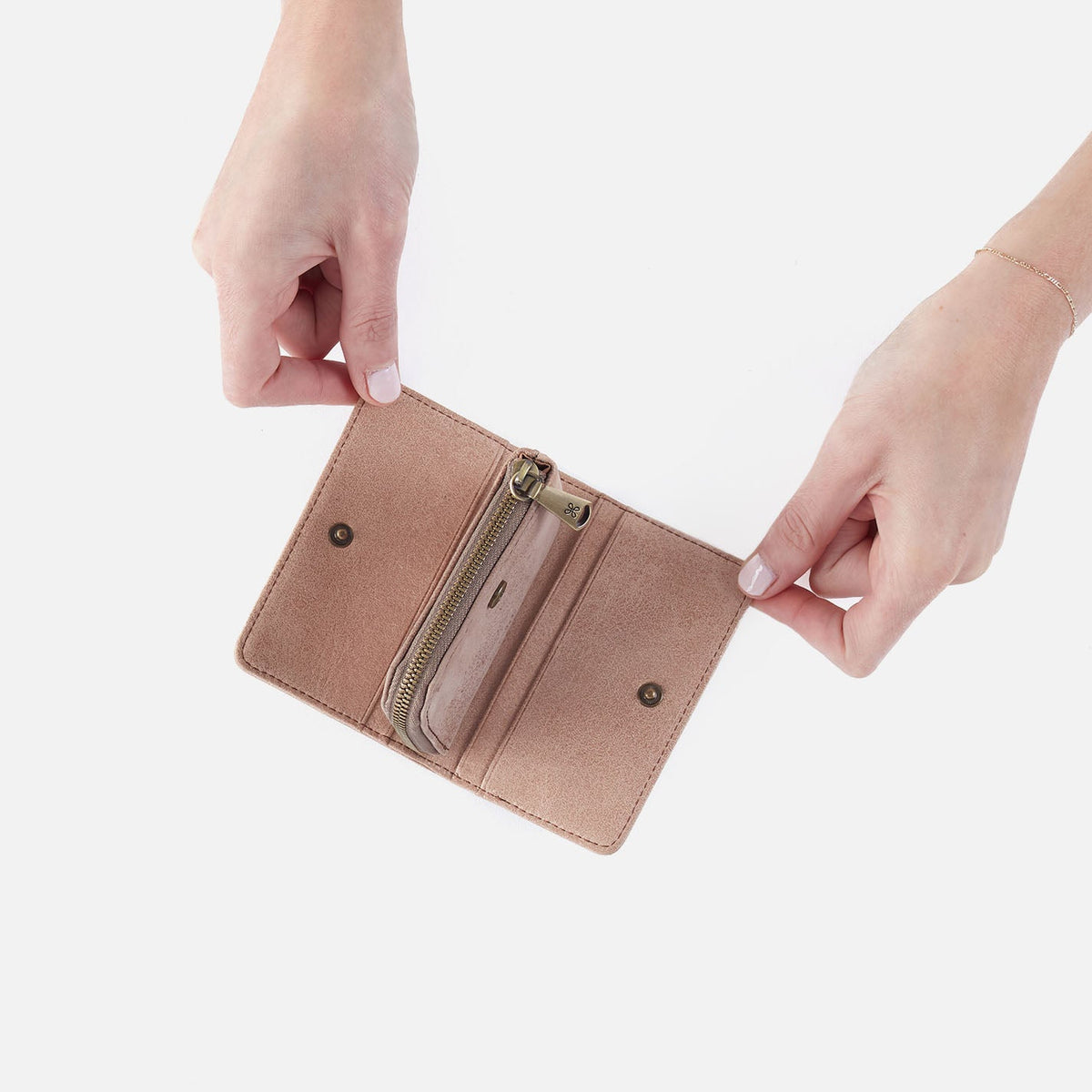 Jill Card Case In Buffed Leather - Hazel | HOBO
