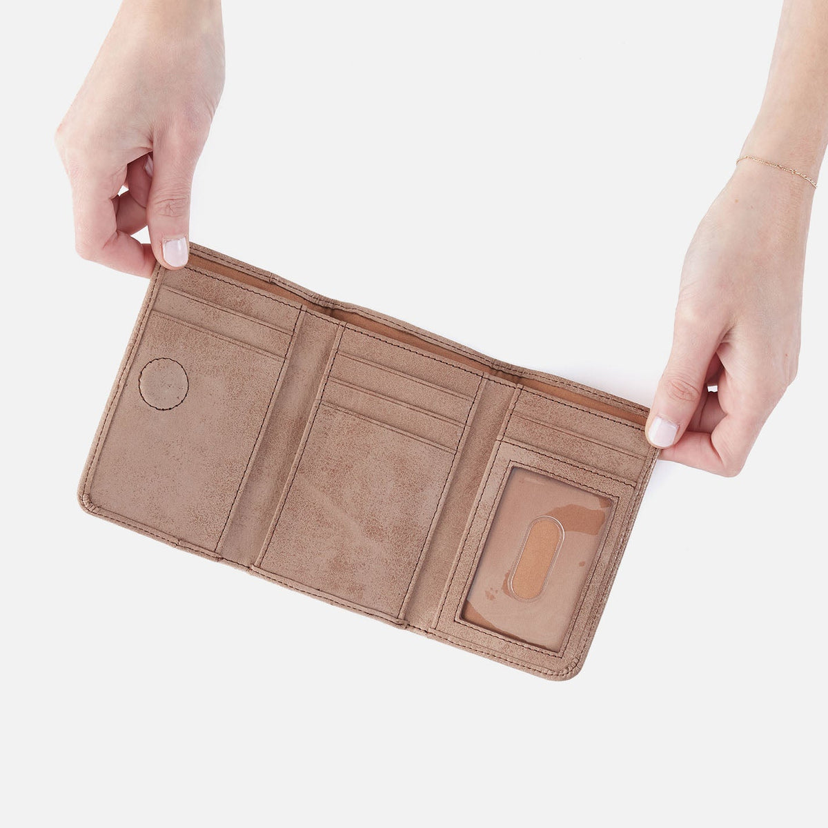 Jill Trifold Wallet In Buffed Leather - Hazel | HOBO