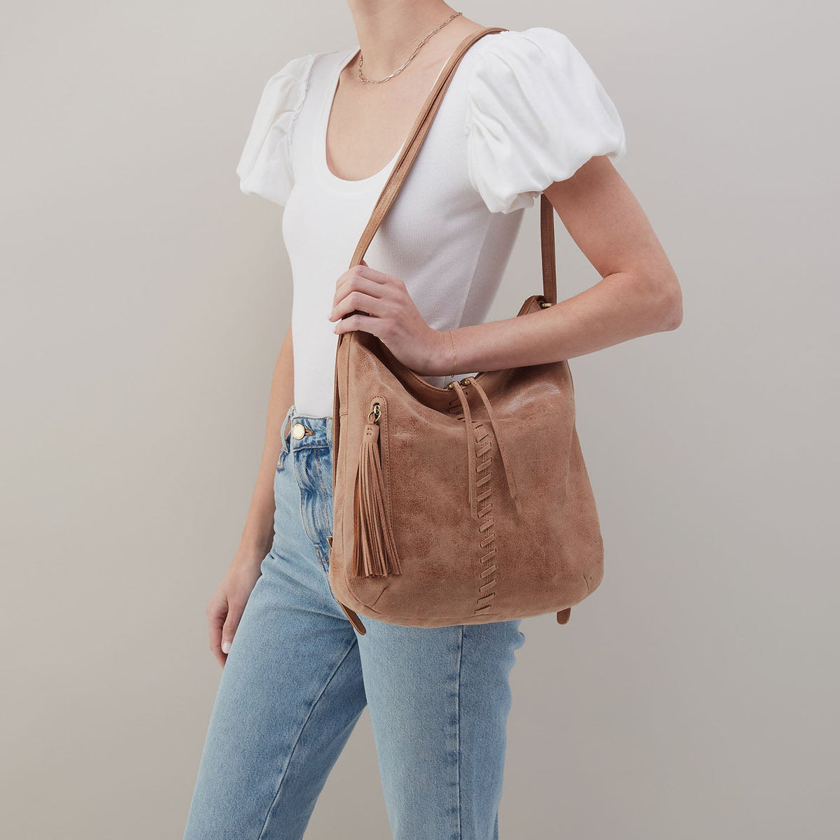 Merrin Convertible Backpack In Buffed Leather - Hazel | HOBO