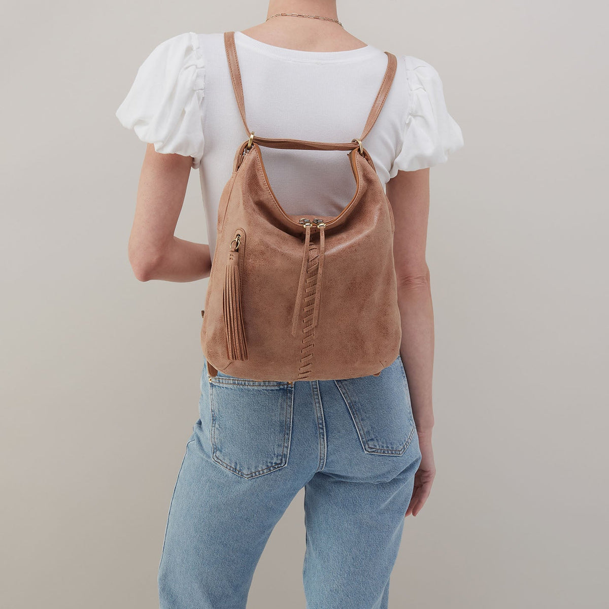 Merrin Convertible Backpack In Buffed Leather - Hazel | HOBO