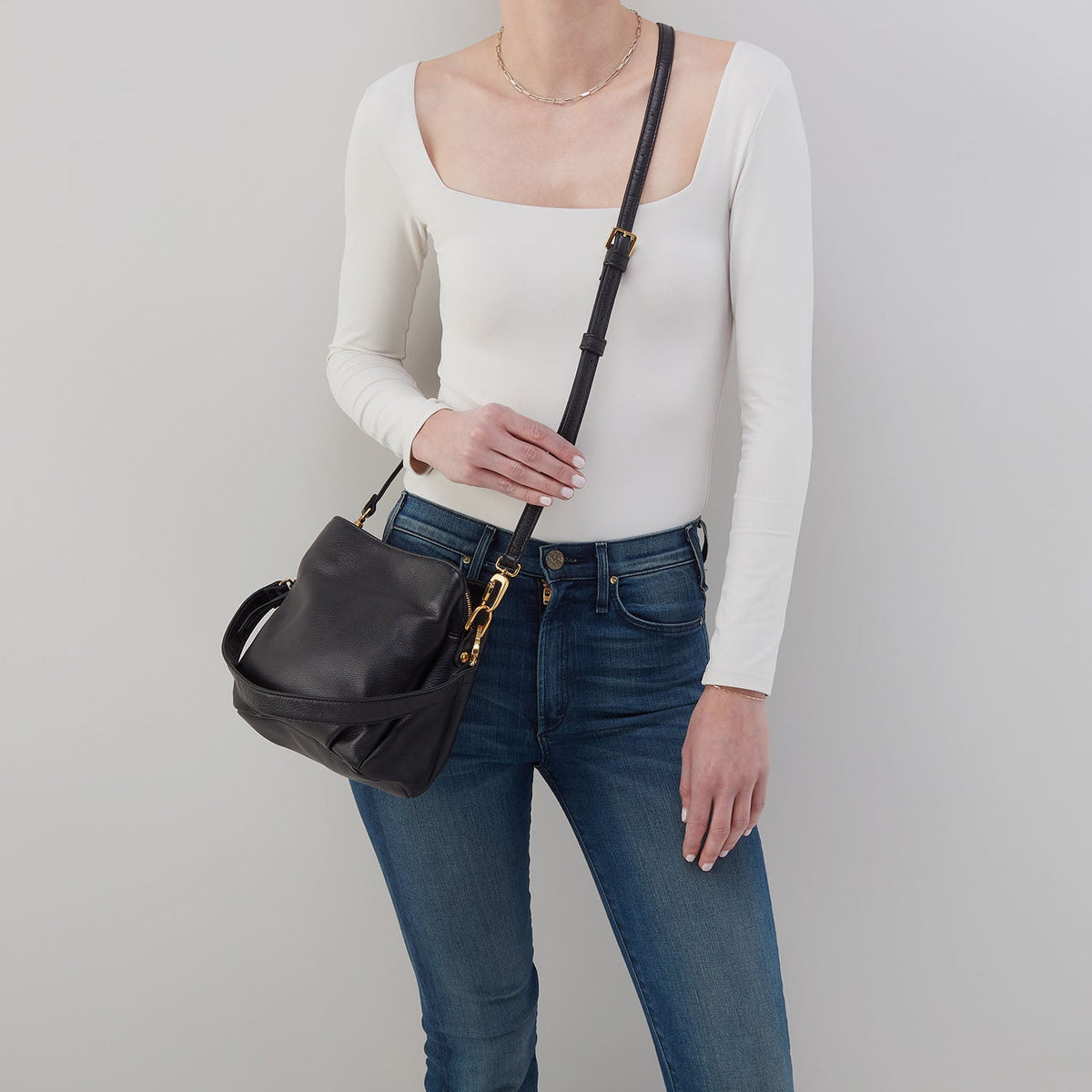 Starr Convertible Shoulder Bag in Pebbled Leather - Black | HOBO