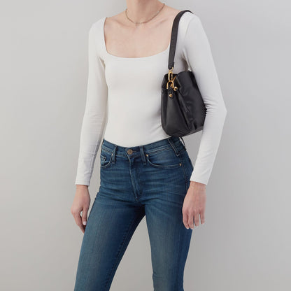 Starr Convertible Shoulder Bag in Pebbled Leather - Black | HOBO