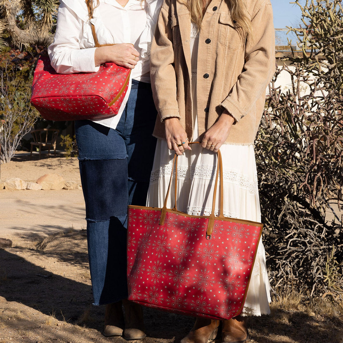 All That Tote Large In Coated Canvas - Red Journey Bandana | HOBO