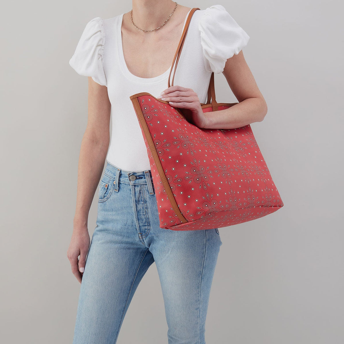 All That Tote Large In Coated Canvas - Red Journey Bandana | HOBO