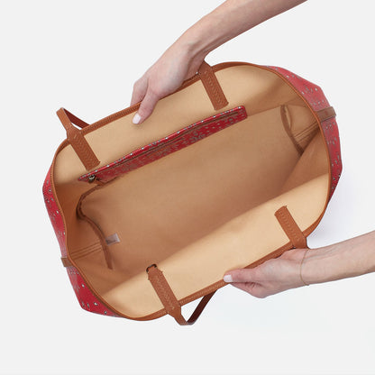 All That Tote Large In Coated Canvas - Red Journey Bandana | HOBO