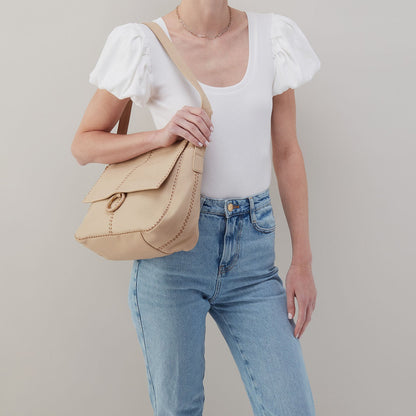 Austin Shoulder Bag In Pebbled Leather - Linen | HOBO