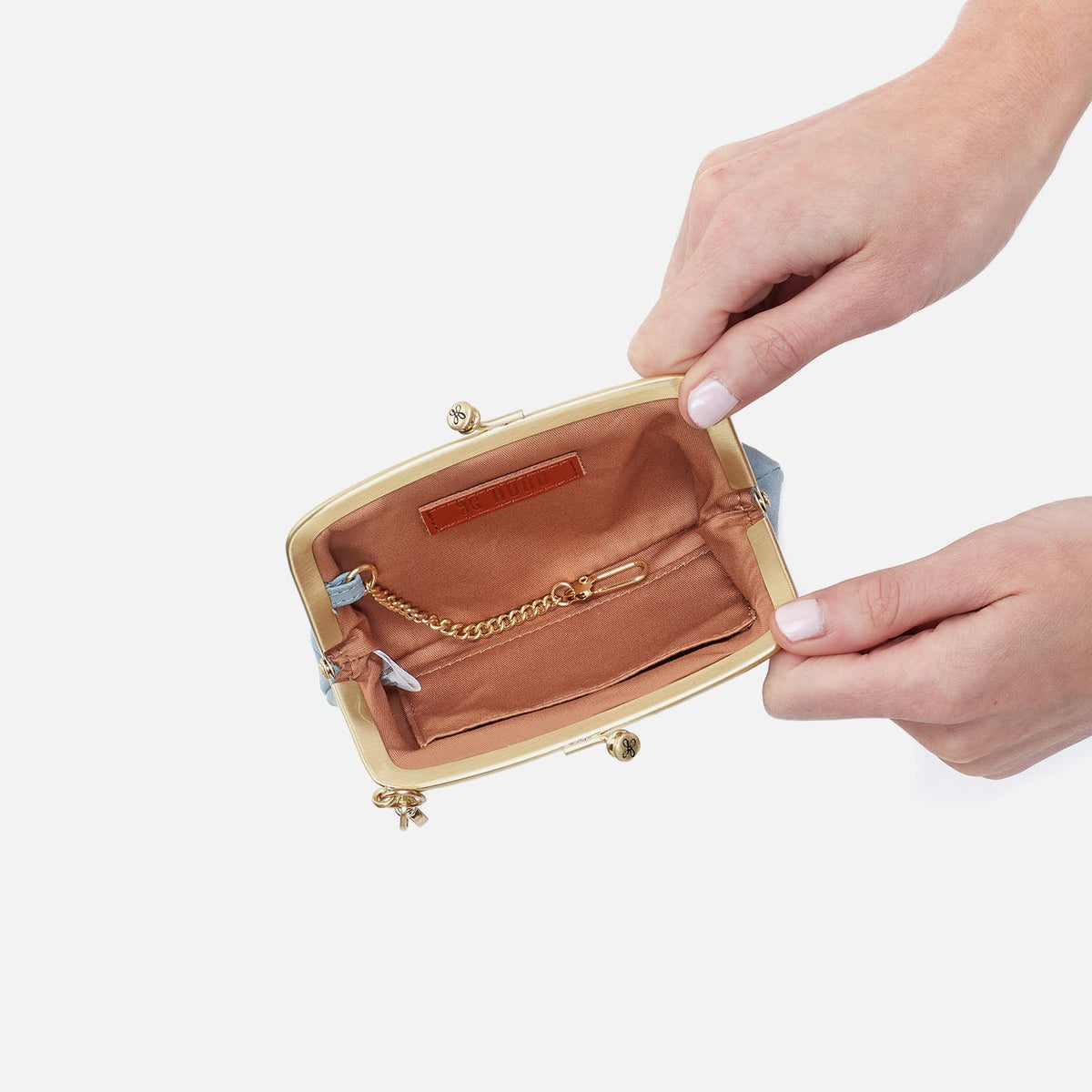 Cheer Frame Pouch In Buffed Leather - Sky | HOBO