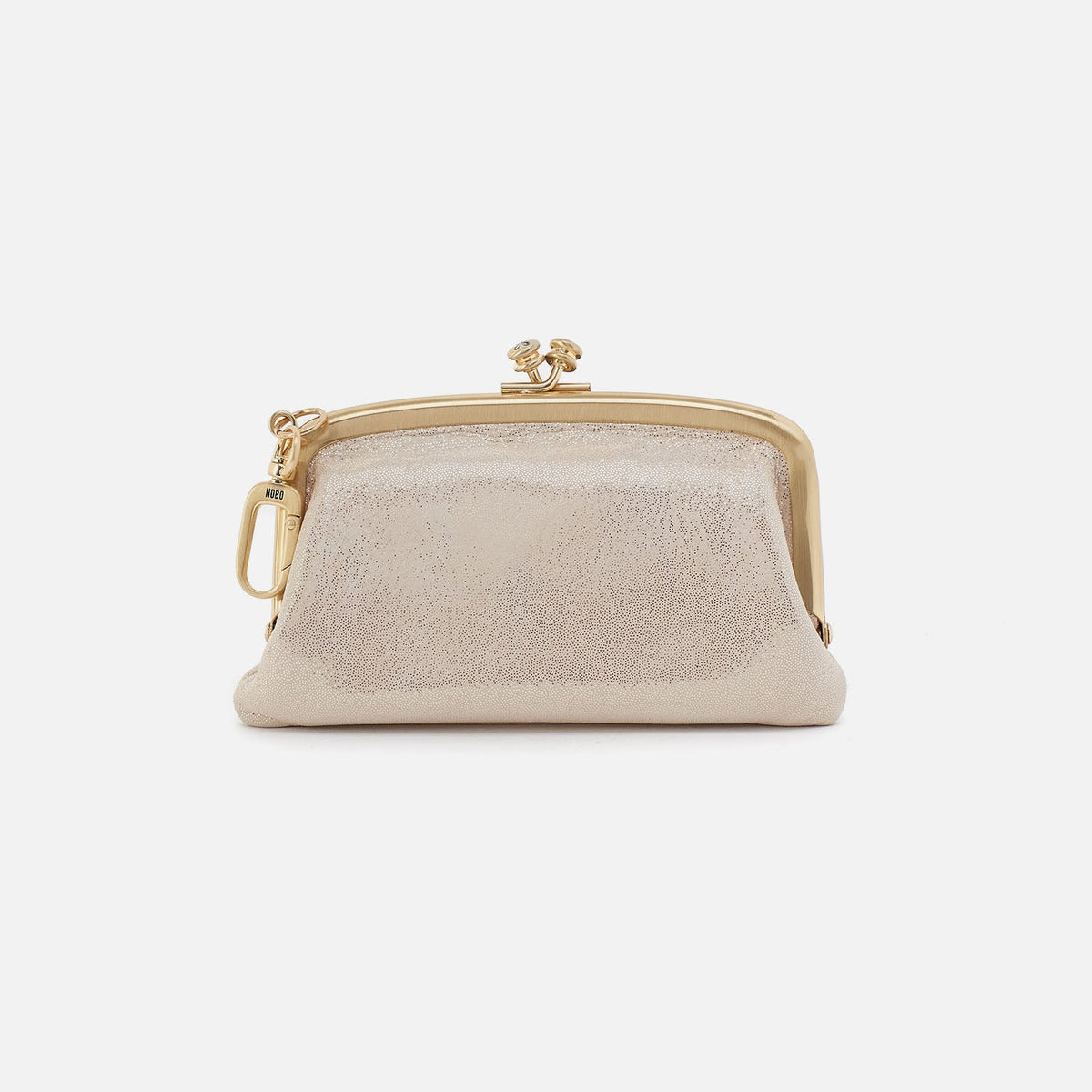 Cheer Frame Pouch In Metallic Leather - Sand Shimmer | HOBO