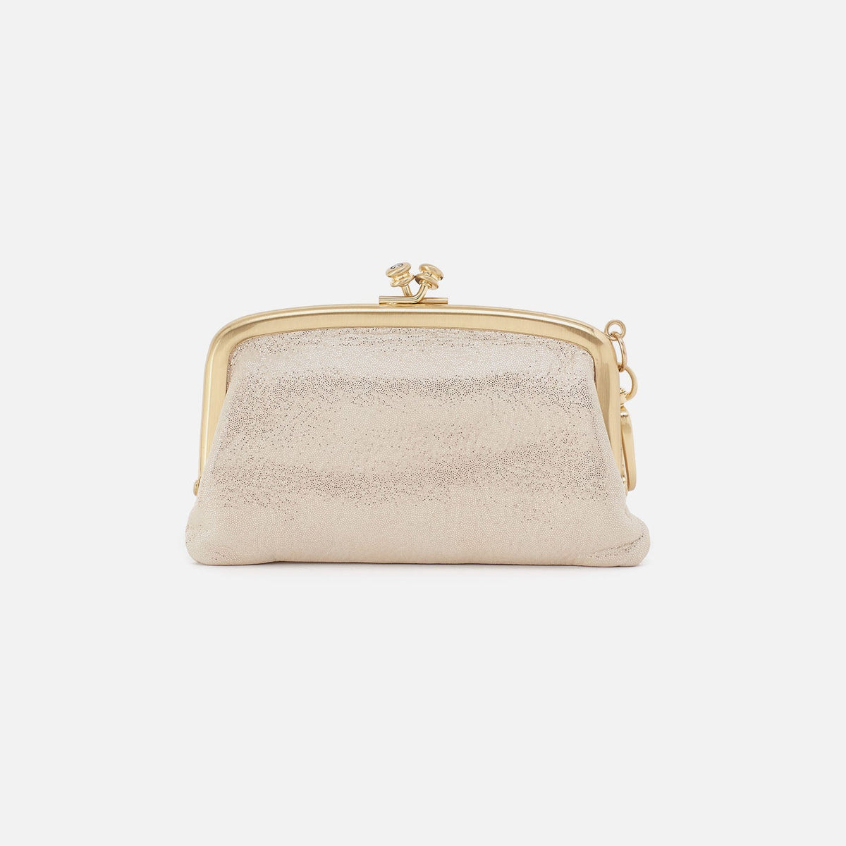 Cheer Frame Pouch In Metallic Leather - Sand Shimmer | HOBO