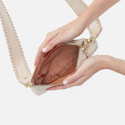 Darcy Crossbody In Metallic Leather - Sand Shimmer | HOBO