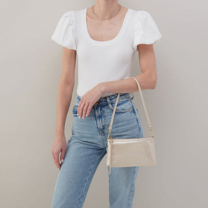 Darcy Crossbody In Metallic Leather - Sand Shimmer | HOBO