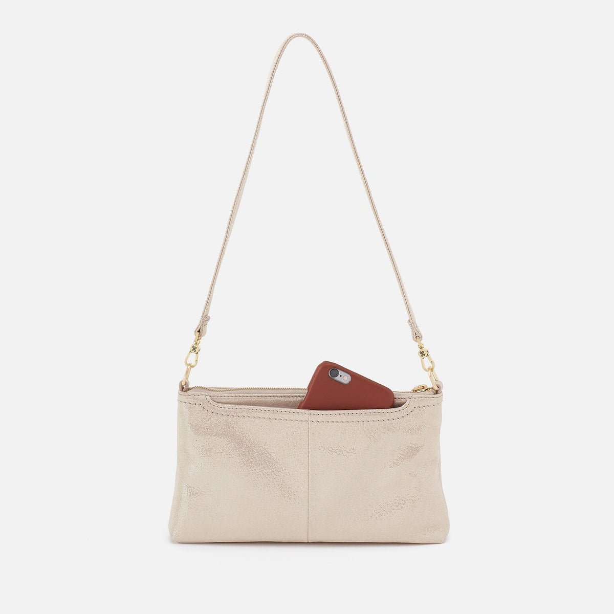 Darcy Crossbody In Metallic Leather - Sand Shimmer | HOBO