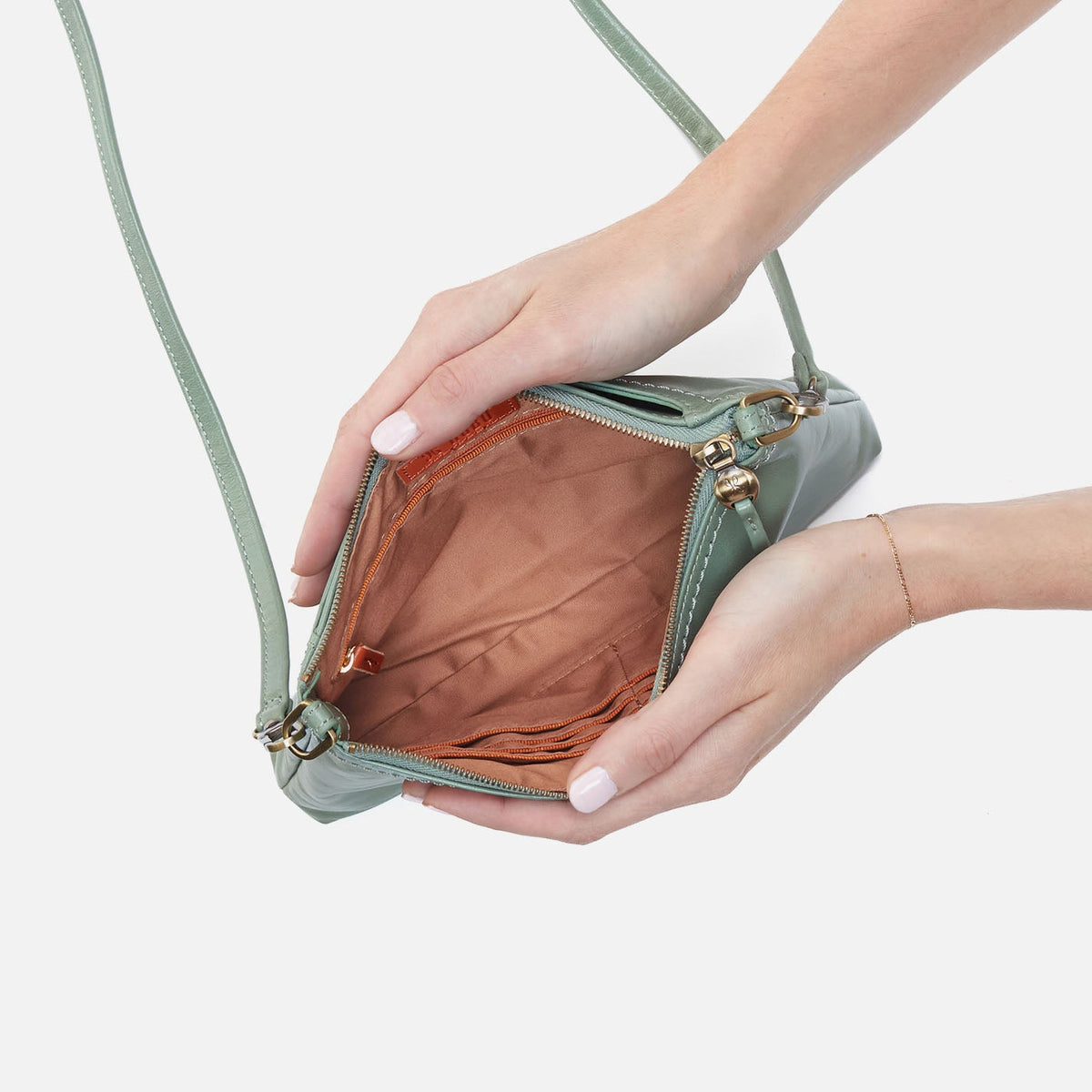 Darcy Crossbody In Polished Leather - Jade | HOBO