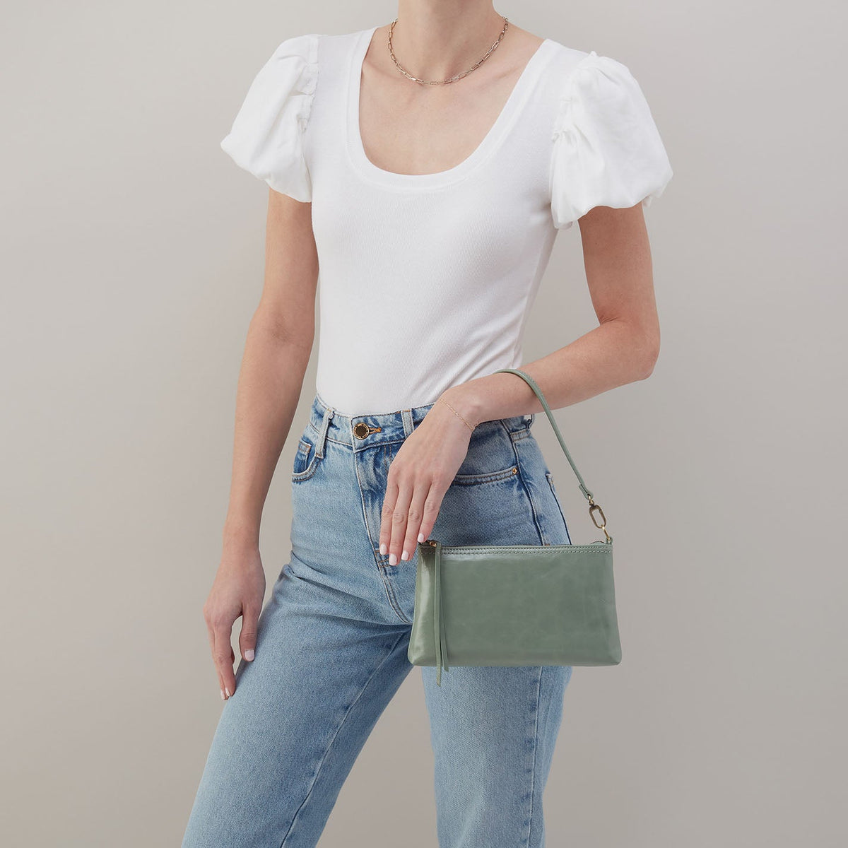 Darcy Crossbody In Polished Leather - Jade | HOBO