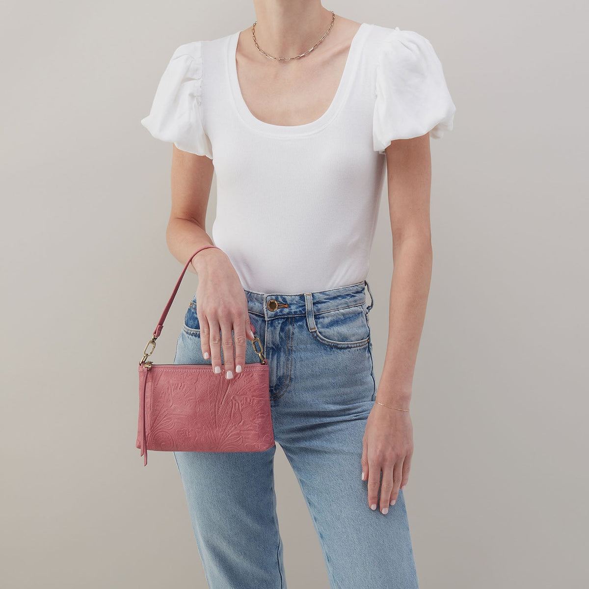 Darcy Crossbody In Tooled Embossed Leather - Mauve Tooled Emboss | HOBO