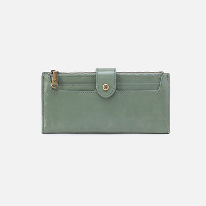 Dunn Continental Wallet In Polished Leather - Jade | HOBO