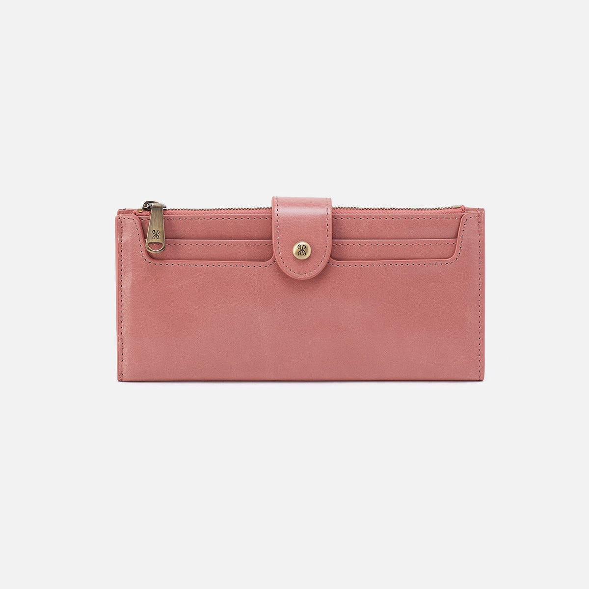Dunn Continental Wallet In Polished Leather - Rose | HOBO
