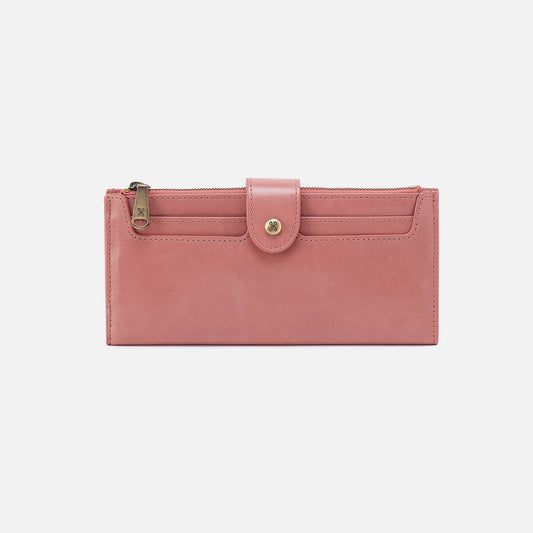 Dunn Continental Wallet In Polished Leather - Rose | HOBO