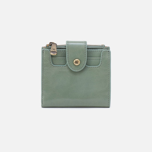 Dunn Mini Wallet In Polished Leather - Jade | HOBO