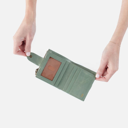Dunn Mini Wallet In Polished Leather - Jade | HOBO