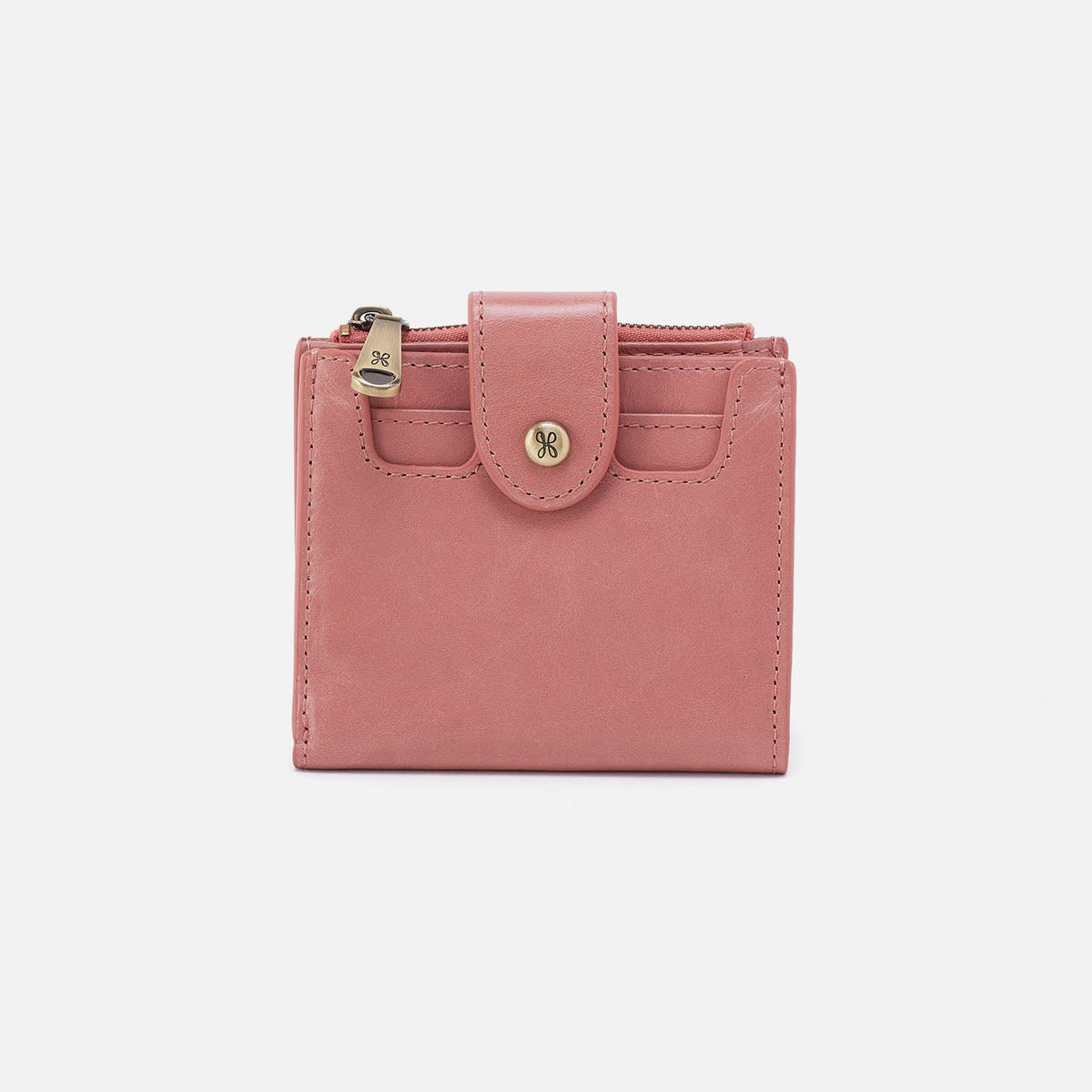 Dunn Mini Wallet In Polished Leather - Rose | HOBO