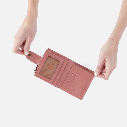 Dunn Mini Wallet In Polished Leather - Rose | HOBO