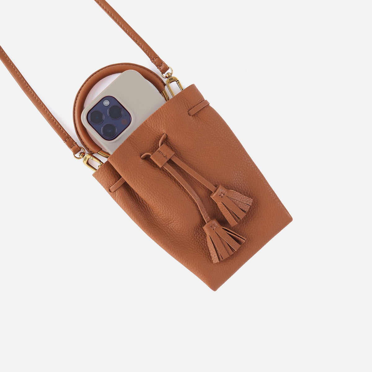 Eden Phone Crossbody In Pebbled Leather - Warm Honey | HOBO