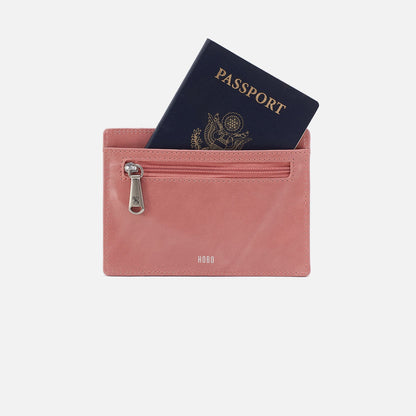 Euro Slide Card Case In Polished Leather - Rose | HOBO