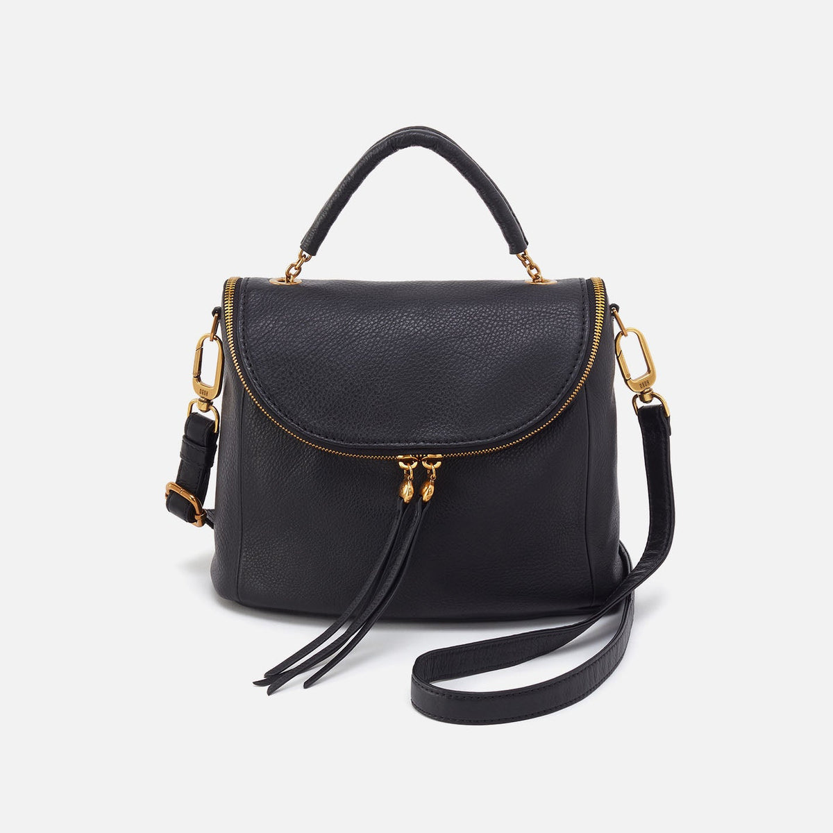 Fern Top Handle Satchel In Pebbled Leather - Black | HOBO