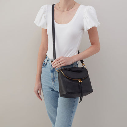 Fern Top Handle Satchel In Pebbled Leather - Black | HOBO