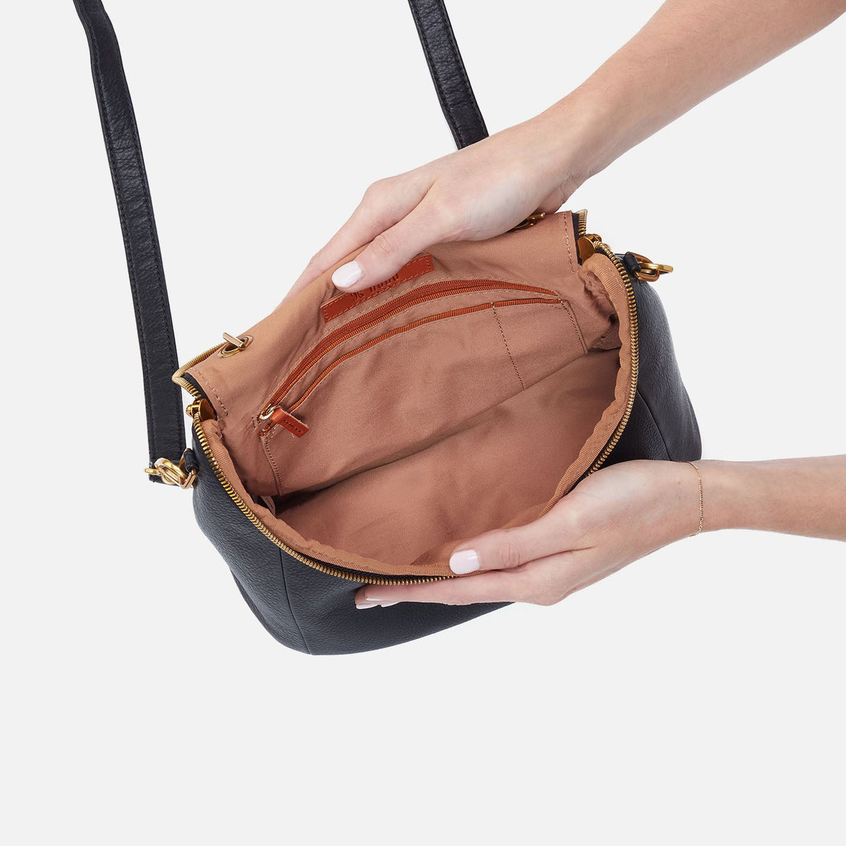 Fern Top Handle Satchel In Pebbled Leather - Black | HOBO