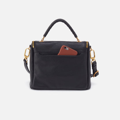 Fern Top Handle Satchel In Pebbled Leather - Black | HOBO