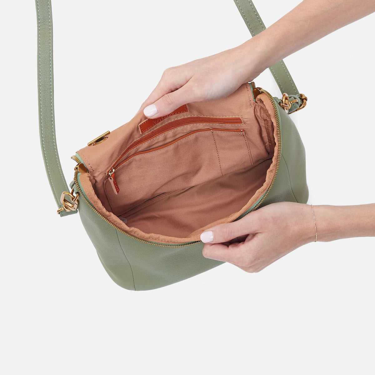 Fern Top Handle Satchel In Pebbled Leather - Watercress | HOBO