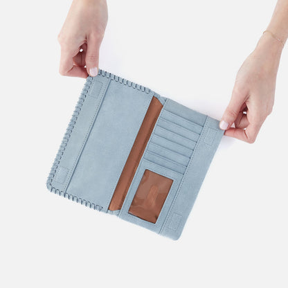 Foray Large Wallet In Buffed Leather - Sky | HOBO