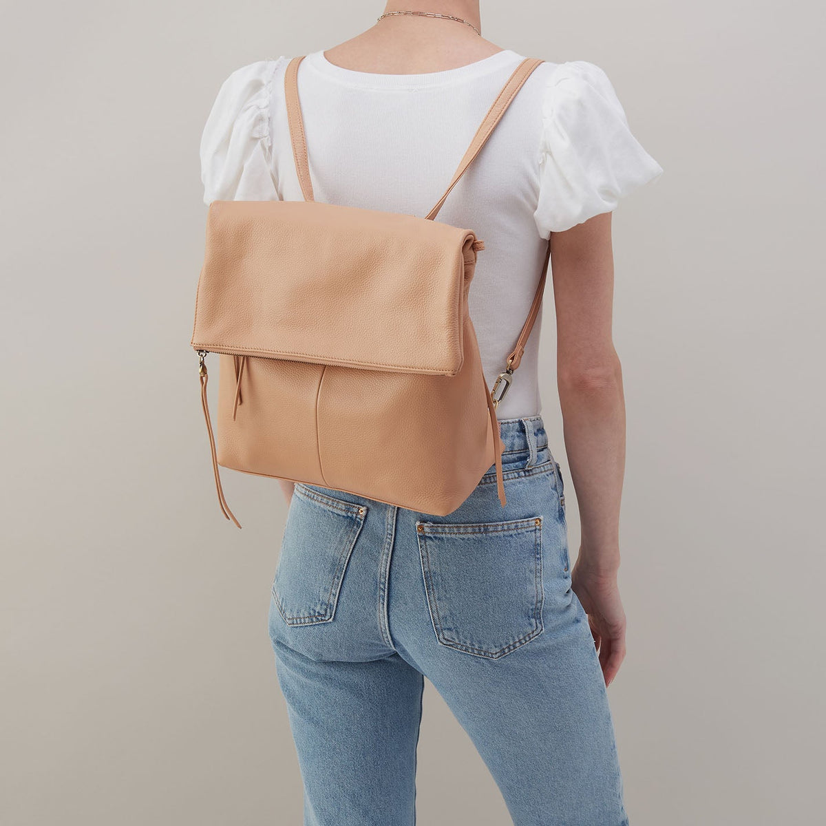 Grant Backpack In Pebbled Leather - Porcini | HOBO